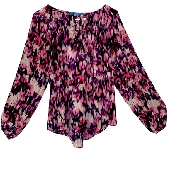 Simply Vera Vera Wang Women’s Peasant Top Blouse Water Color Purple Pink Medium - Picture 1 of 7